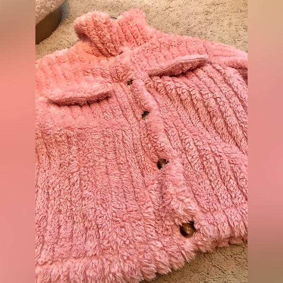 1950s Style Mauve Pink Fuzzy Soft Crop Button Down Jacket XS Unique Vintage - Picture 3 of 3